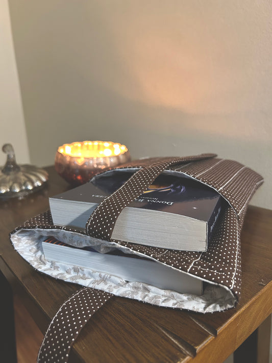 Midnight Cocoa | Quilted Book Sleeve with Pocket & Tie