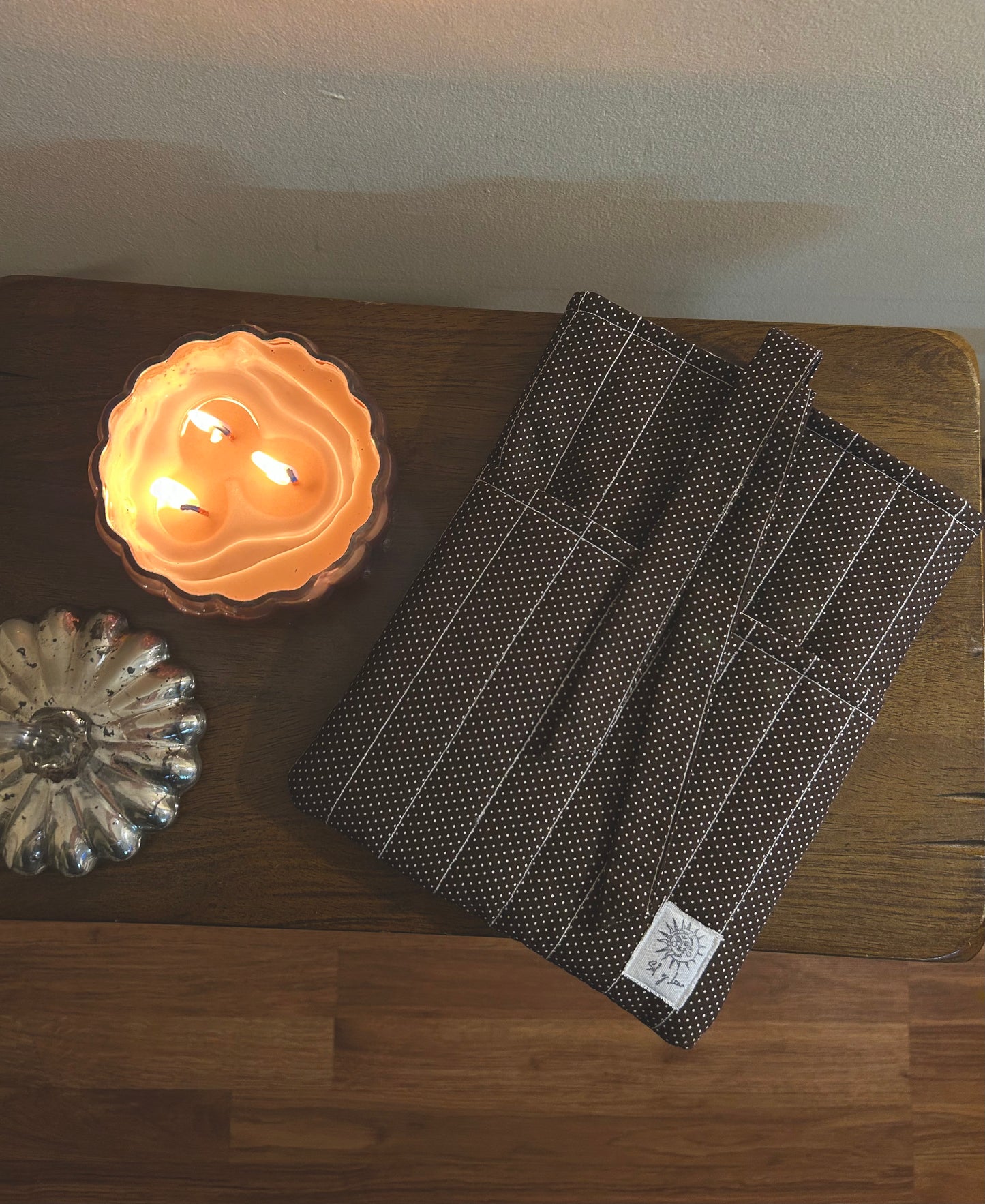 Midnight Cocoa | Quilted Book Sleeve with Pocket & Tie