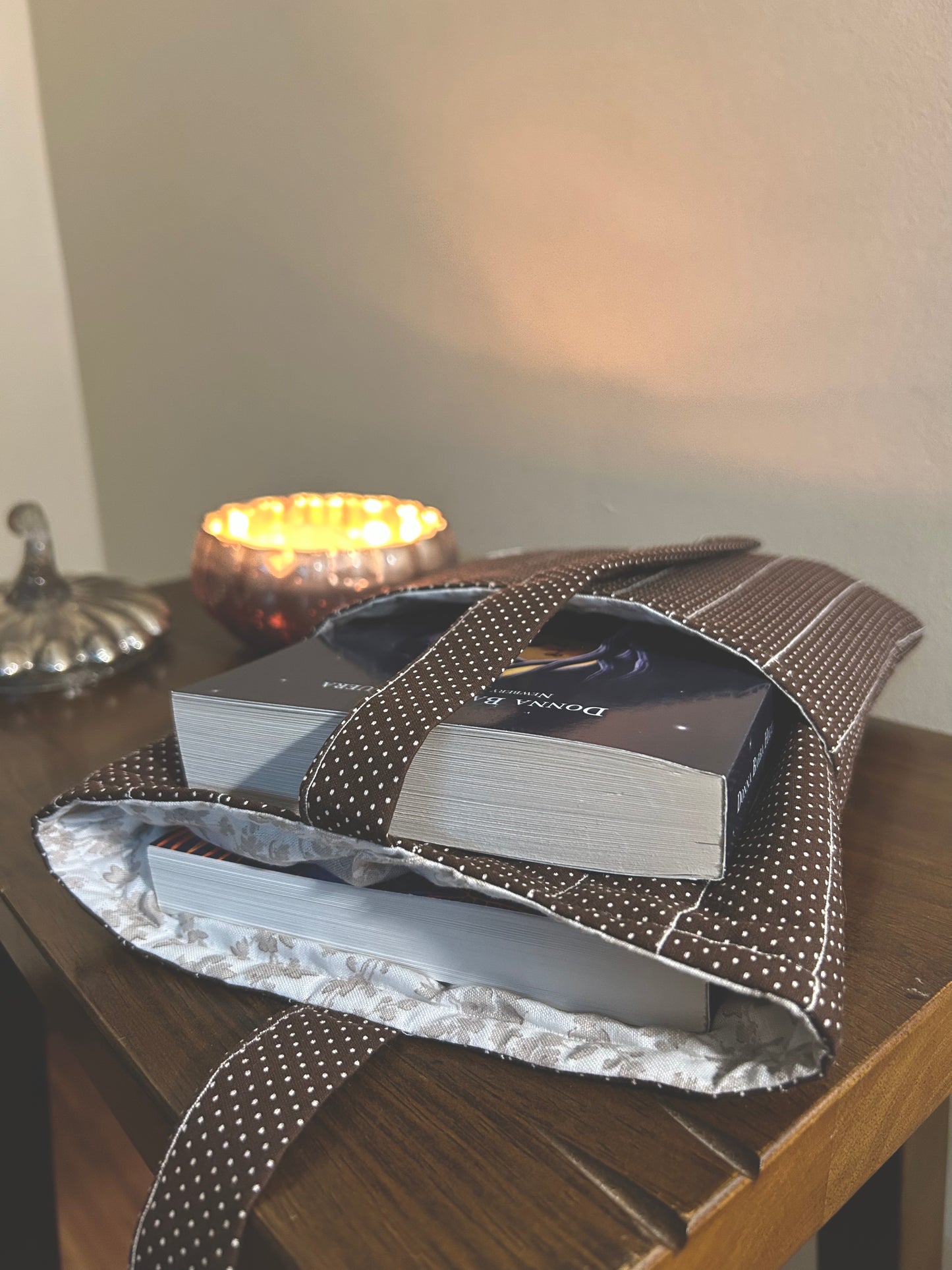 Midnight Cocoa | Quilted Book Sleeve with Pocket & Tie